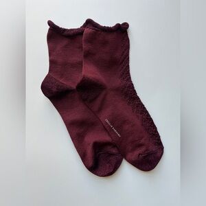 Cecilie Bahnsen Burgundy Textured Socks